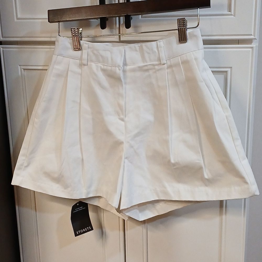 Storets White Pleated Trouser Shorts Size Small/Medium Nwt - Picture 4 of 9